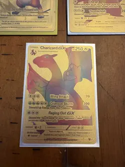 9 Gold Foil Pokemon Fan Art Cards – Charizard, Pikachu & More – Display Only - Image 2