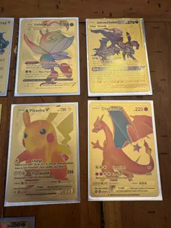 9 Gold Foil Pokemon Fan Art Cards – Charizard, Pikachu & More – Display Only - Image 4