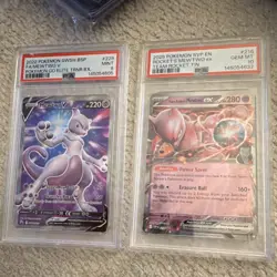 Pokemon TCG Lot (2) - Mewtwo V 229 PSA 9 & Rocket's Mewtwo ex 216 PSA 10 - Image 1