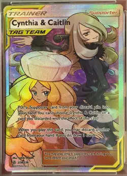 Pokemon Cynthia & Caitlin Full Art 228 Sun & Moon Cosmic Eclipse PSA 10 GEM MINT - Image 2