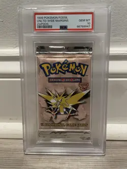 Pokemon Fossil Booster Pack Zapdos PSA 10 1999 Wizards of the Coast 987999947 - Image 1