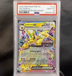 Pokemon Prismatic Evolutions Jolteon EX 030 PSA 10 Surprise Box Stamped Promo - Image 1