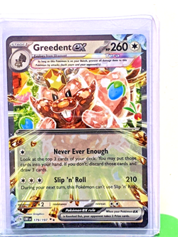 Greedent ex 179/197 SV03: Obsidian Flames Holo Double Rare NM Pokemon TCG - Image 1