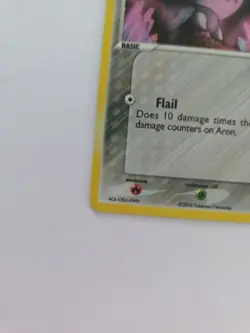 Pokemon TCG Aron 44/100 Crystal Guardians Stamped Reverse Holo - Image 3