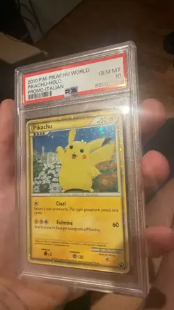 PSA 10 GEM MINT Pikachu italian HOLO WORLD COLLECTION PROMO 2010 Carta Pokemon - Image 4