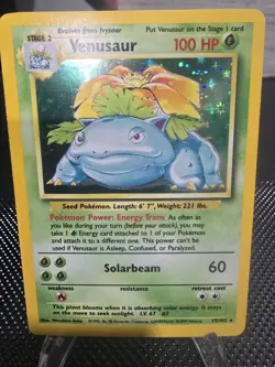 Pokemon Venusaur Base Set Holo 100 HP 15/102 1999-2000 Wizards Copyright Rare - Image 1