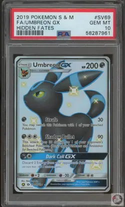 Umbreon Gx SV69/SV94 Hidden Fates Pokemon PSA 10 - Image 1