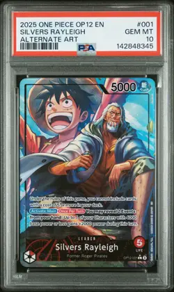 2025 ONE PIECE OP12-LEGACY OF THE MASTER ALTERNATE ART SILVERS RAYLEIGH PSA 10 - Image 1