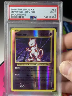 Pokemon Mewtwo 51/108 Evolutions Reverse Holo PSA 9 Rare Card - Image 1