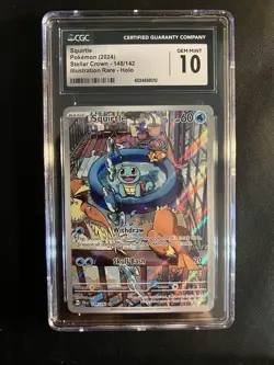 Pokemon Squirtle TCG Illustration Card 148/142 Stellar Crown - CGC 10 English - Image 1