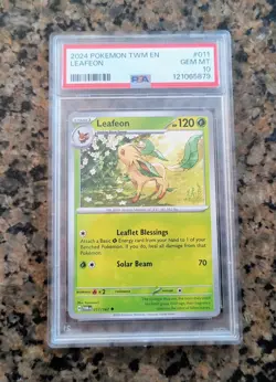 Leafeon PSA 10 GEM MINT Pokemon Card Twilight Masquerade #011/167 (2024) LOW POP - Image 1