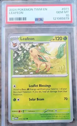 Leafeon PSA 10 GEM MINT Pokemon Card Twilight Masquerade #011/167 (2024) LOW POP - Image 2