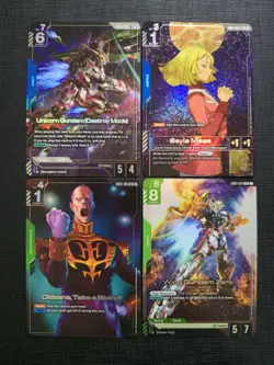gundam newtype rising mixed card lot - LR, LR+, R+ x 2 - Image 1