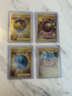 Pokemon Sword & Shield Gold Foil Card Lot Level Ball Dark Patch Jubilife Village - Image 1