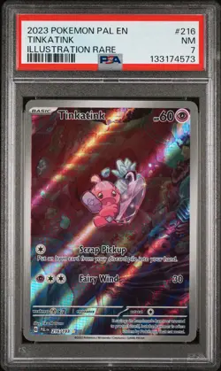 2023 POKEMON PAL EN-PALDEA EVOLVED ILLUSTRATION RARE #216 TINKATINK PSA 7 - Image 1
