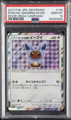 2017 POKEMON JPN SM PROMO EEVEE MEGA CAMPAIGN #140 PONCHO-WEARING EEVEE PSA 10 - Image 1
