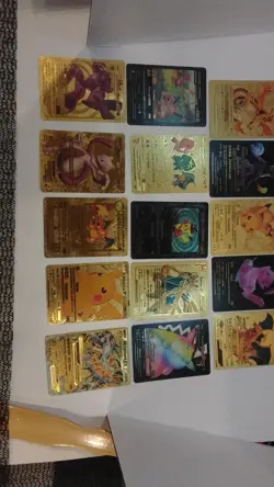 Pokemon Art Gold Foil Metal Charizard Pikachu Mewtwo Mew Zacian x15 English - Image 1