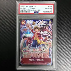 2025 ONE PIECE PROMOS ONE PIECE DAY DALLAS #006 MONKEY D. LUFFY PSA 10 - Image 1