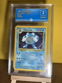 RARE Poliwrath Holo Pokemon Card 13/102 Base Set 1999 Graded PG 2 Good - Image 1