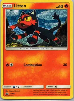Pokemon TCG Litten SM02 SM Black Star Promos Holo MP - Image 1