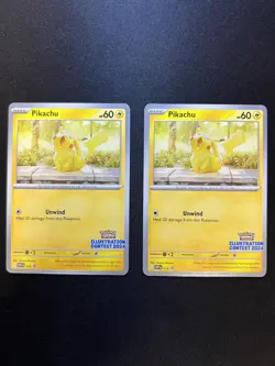 2025 POKEMON SVP EN-SV PROMO 214 PIKACHU ILLUSTRATION CONTEST 2024 NM LOT OF 2 - Image 1