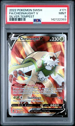2022 POKEMON SWORD & SHIELD SILVER TEMPEST #171 FULL ART/CHESNAUGHT V PSA 9 - Image 1