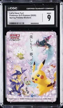 2020 POKEMON S-P PROMOS SPRING POKEKA STICKERS LET'S HAVE FUN! CGC 9 - Image 1