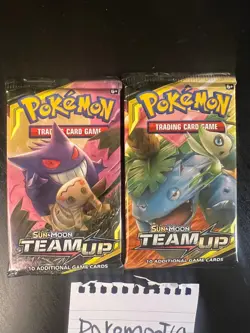 LOT of 2 Pokemon TCG Sun & Moon Team Up Booster Packs 820650804878 - Image 1