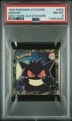 1999 POKEMON STICKERS SER 1 RARE GOLD STICKERS #R02 GENGAR PSA 8 - Image 1
