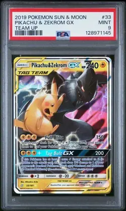 Pokemon Sun & Moon Team Up PIKACHU & ZEKROM GX 33/181 PSA 9 Mint 33 2019 - Image 1