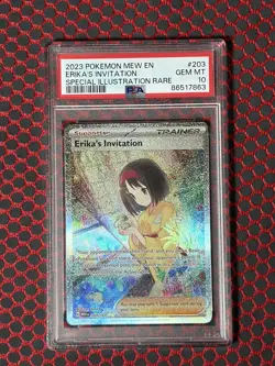 2023 POKEMON MEW EN-151 SPECIAL ILLUSTRATION RARE #203 ERIKA'S INVITATION PSA 10 - Image 1