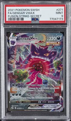 2021 POKEMON SWORD & SHIELD FUSION STRIKE SECRET #271 FULL ART/GENGAR VMAX PSA 9 - Image 1