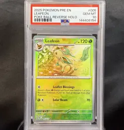Pokemon Prismatic Evolutions Leafeon EX 006/131 Pokeball Poke Ball PSA 10 - Image 1