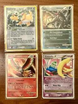 Lot of 4 holo Pokemon cards 2006-10 Ho-Oh Cresselia Houndoom Ampharos - Image 1
