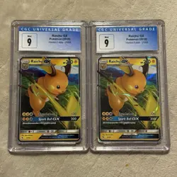 Raichu GX CGC 9 Mint Hidden Fates 20/68 Pokemon Card Lot of 2 - Image 1