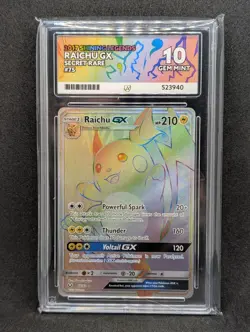 Pokemon GX Shining Legends Raichu Card 75/73 ACE 10 - Image 1
