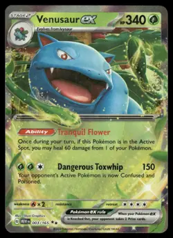 Pokemon Cards Venusaur ex 003/165 151 Double Rare NM - Image 1