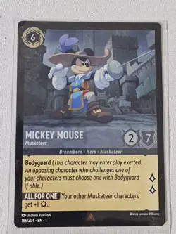 186/204 MICKEY MOUSE MUSKETEER THE FIRST CHAPTER FOIL RARE DISNEY LORCANA CARD - Image 1