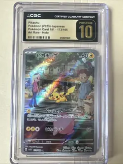 CGC Pristine 10 Pikachu 173/165 Art Rare 2023 Japanese 151 Pokemon Card - Image 1