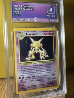 Pokemon Alakazam Card 1/102 Base Set Unlimited Holo Rare 1999 Graded PG 4 VG-EX - Image 2