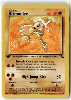 Hitmonlee ⭐ 22/62 1st Edition Rare Fossil 1999 Pokemon LP - Image 1