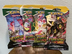 Evolving Skies Sleeved Pokemon Booster Pack Complete Full Art Set (4 Packs) - Image 1