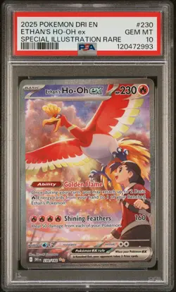 2025 POKEMON DRI EN-DESTINED RIVALS #230 ETHAN'S HO-OH EX PSA 10 - Image 1