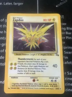 Zapdos 15/62 Fossil Set HOLO/FOIL RARE Unlimited Pokemon WOTC TCG 1999 LP/MP - Image 2