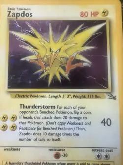 Zapdos 15/62 Fossil Set HOLO/FOIL RARE Unlimited Pokemon WOTC TCG 1999 LP/MP - Image 3