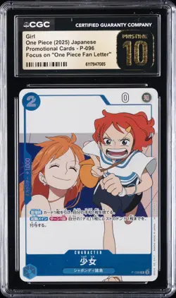 2025 ONE PIECE PROMO CARDS JPN #P-096 GIRL CGC 10 PERFECT - Image 1