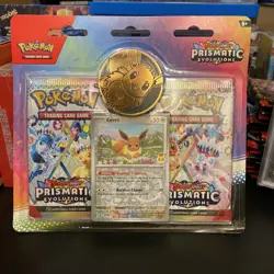 Pokemon Prismatic Evolutions 2-Pack Blister w/ 2025 Eevee Pokemon Day Promo Card - Image 1