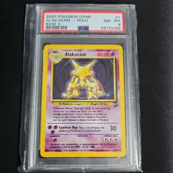 2000 Pokemon Base 2 # 1 Alakazam Holo PSA 8 Card NM-M Trusted Seller! Free Ship! - Image 1