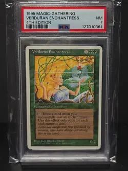 1995 MAGIC THE GATHERING 4TH EDITION VERDURAN ENCHANTRESS PSA 7 - Image 1
