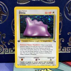 Pokemon TCG 1st Edition Ditto Holo Rare 3/62 1999 Vintage Fossil LP + - Image 1